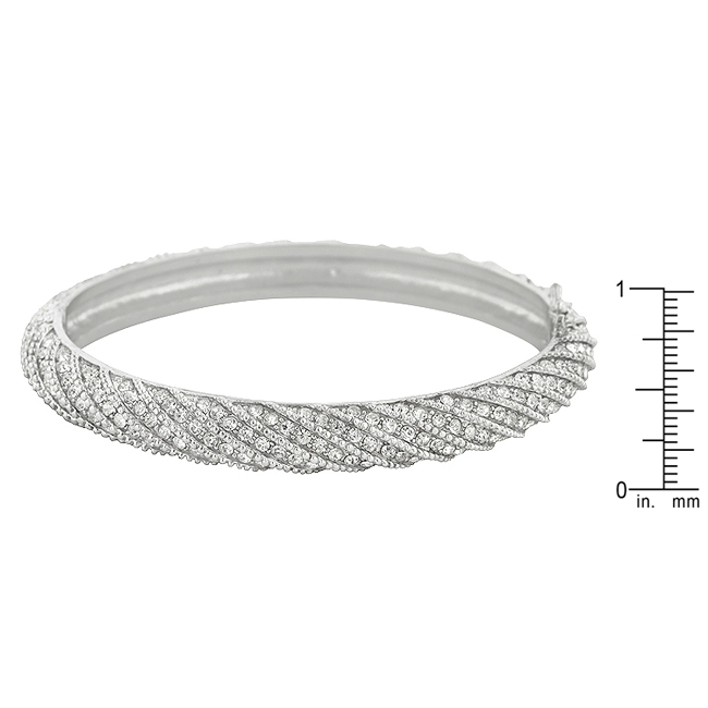 Twisting Clear Crystal Bangle Bracelet