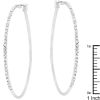 2 Inch Silvertone Finish Cubic Zirconia Hoop Earrings