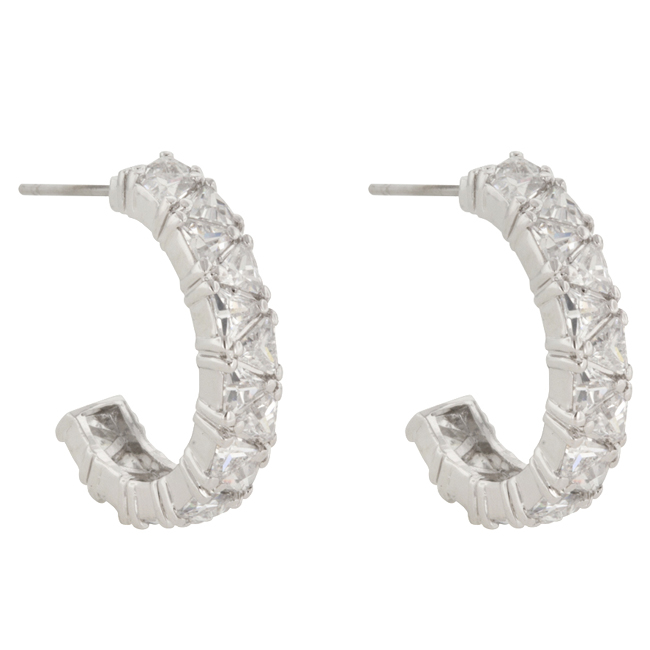 Trillion Cut Cubic Zirconia Hoop Earrings