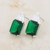 Classic Emerald Cubic Zirconia Sterling Silver Stud Earrings