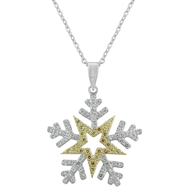 Two-tone Finishd Snowflake Pendant