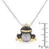 Cubic Zirconia Frog Prince Pendant Necklace