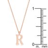 Elaina Rose Gold Stainless Steel R Initial Necklace