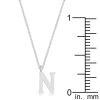 Elaina Rhodium Stainless Steel N Initial Necklace