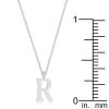 Elaina Rhodium Stainless Steel R Initial Necklace