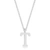Elaina Rhodium Stainless Steel T Initial Necklace