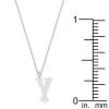 Elaina Rhodium Stainless Steel Y Initial Necklace