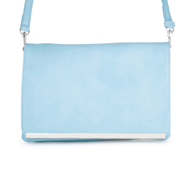 Martha Blue Leather Purse Clutch With Silver Hardware