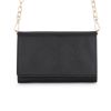 Carly Black Leather Purse Clutch With Gold Chain Crossbody