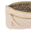 Alexis Beige Quilted Faux Leather Clutch With Gold Chain Wristlet