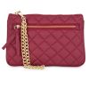 Alexis Red Quilted Faux Leather Clutch With Gold Chain Wristlet