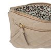 Alexis Taupe Quilted Faux Leather Clutch With Gold Chain Wristlet