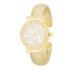 Fashion Shell Pearl Cuff Watch With Crystals Gold