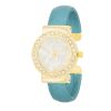 Fashion Shell Pearl Cuff Watch With Crystals Turquoise