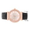 Crystal Rose Gold Watch With Leather Strap Black