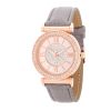 Crystal Rose Gold Watch With Leather Strap Grey