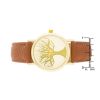 Fashion Tree Dial Watch With Leather Band Brown