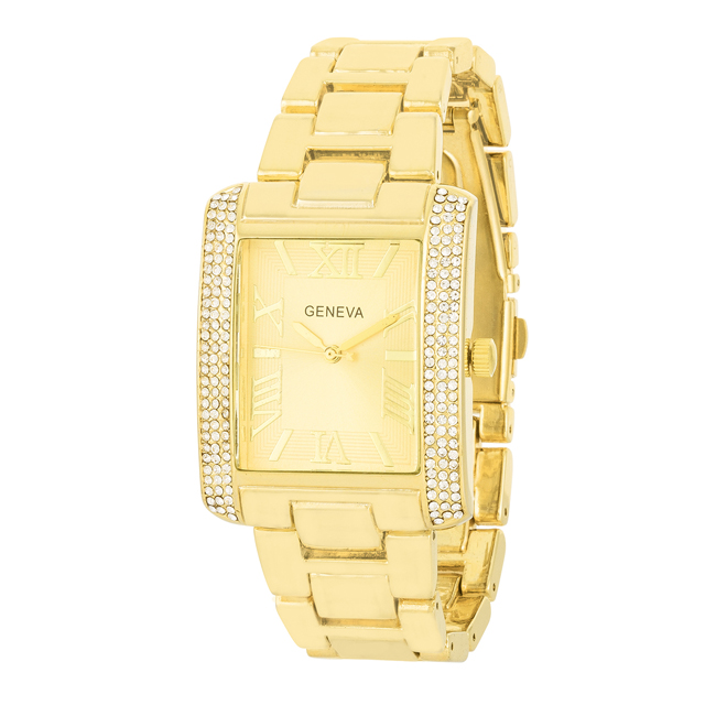 White Crystal Gold Watch