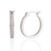 Sterling Silver Inside-Out Hoop Earrings with CZs (.75" Diameter, 58 Stones )