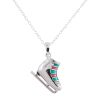 Colorful Sterling Silver Rhodium Plated Genuine Diamond Accent Ice Skate Shoe Pendant Necklace, 18"