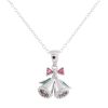 Sterling Silver Rhodium Plated Genuine Diamond Accent Holiday Jingle Bells Pendant Necklace, 18"