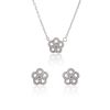 Sterling Silver Delicate Flower Necklace 18" and Earring Set