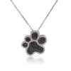 Sterling Silver Black and white Dog Paw CZ Necklace 18"