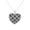 Sterling Silver Checkered Heart CZ Necklace, 18"