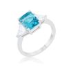 Classic Blue Topa Rhodium Engagement Ring
