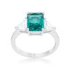 Classic Aqua Rhodium Engagement Ring