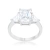 Classic Clear Sterling Silver Engagement Ring