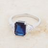 Classic Sapphire Sterling Silver Engagement Ring